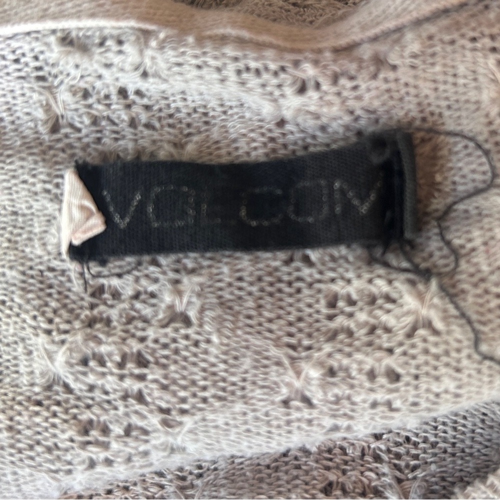 Y2K VOLCOM Hooded Sheer Open Knit V-Neck Long Sleeve Top Indie Grunge Skater M/L - Picture 2 of 16